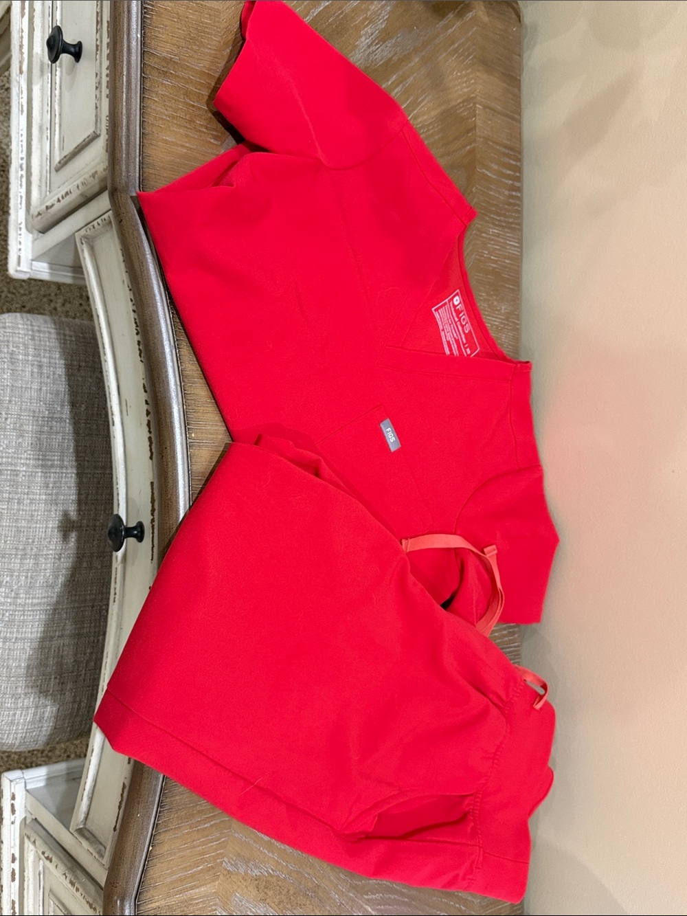 FIGS Red Medical Scrub Top and Jogger Pants Set XS Petite Length